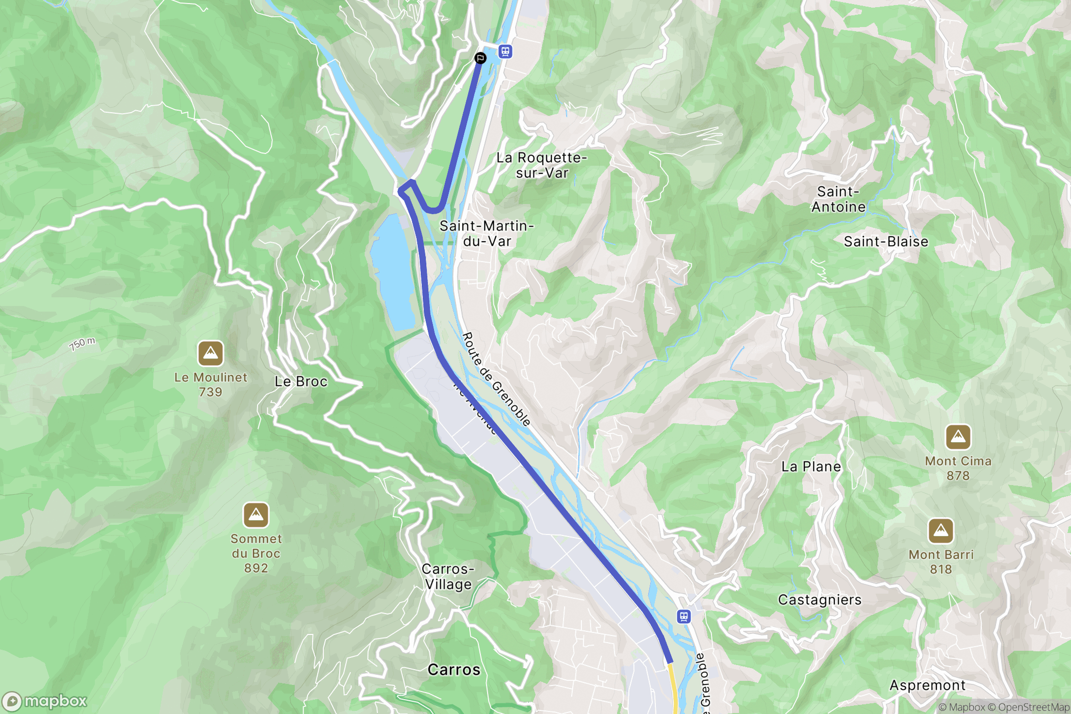 Gilette : carte du parcours de randonnée - France