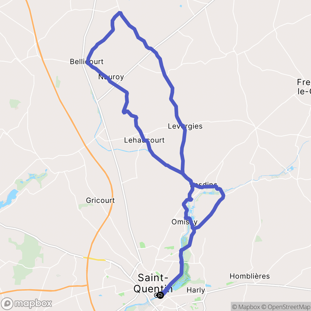 Saint-Quentin : carte du parcours de randonnée - France