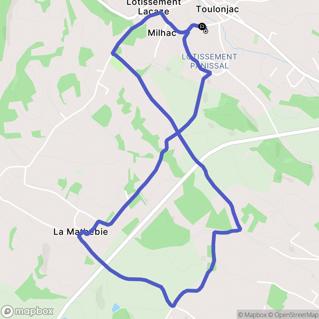 Toulonjac : carte du parcours de randonnée - France