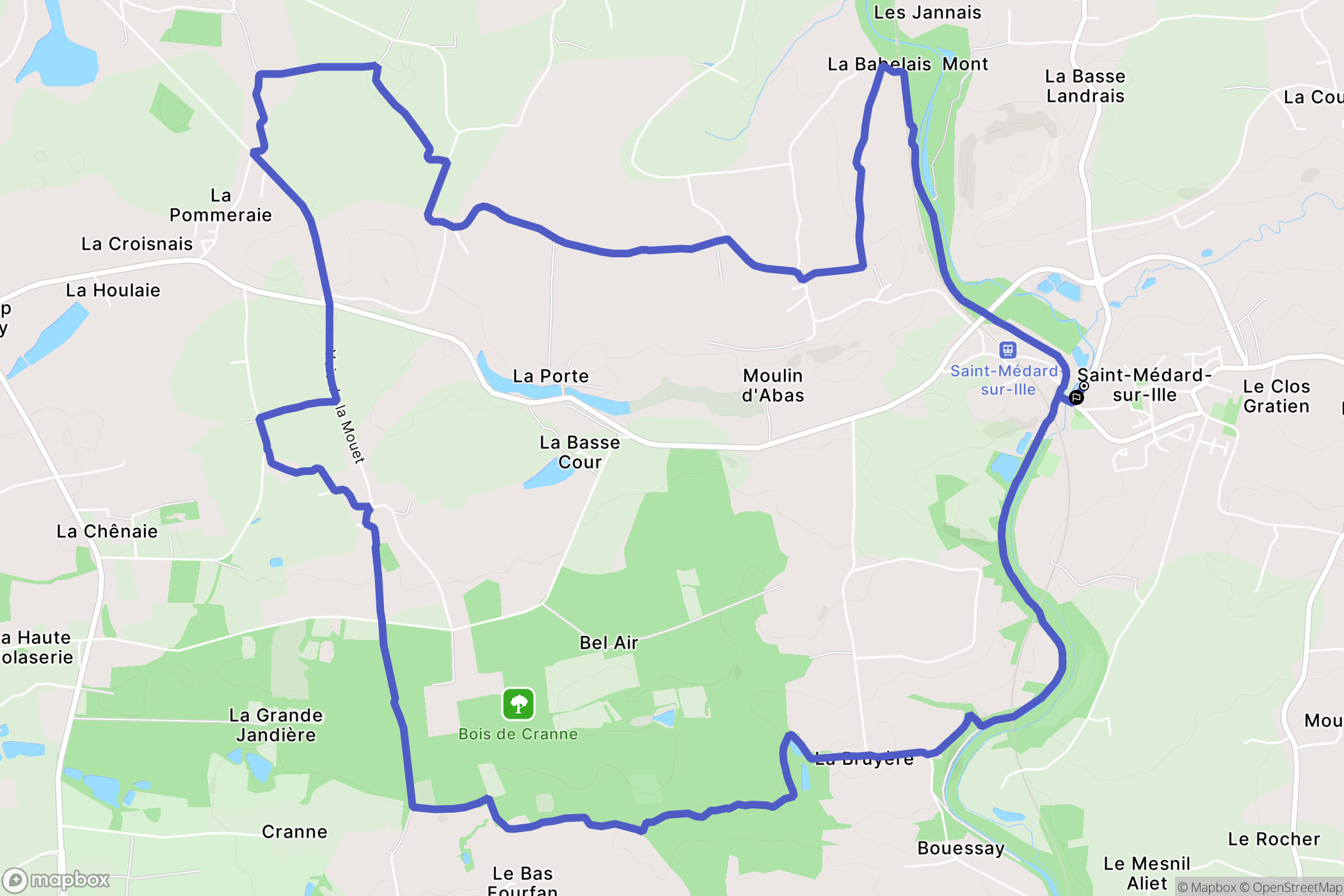 Saint-Médard-sur-Ille : carte du parcours de randonnée - France