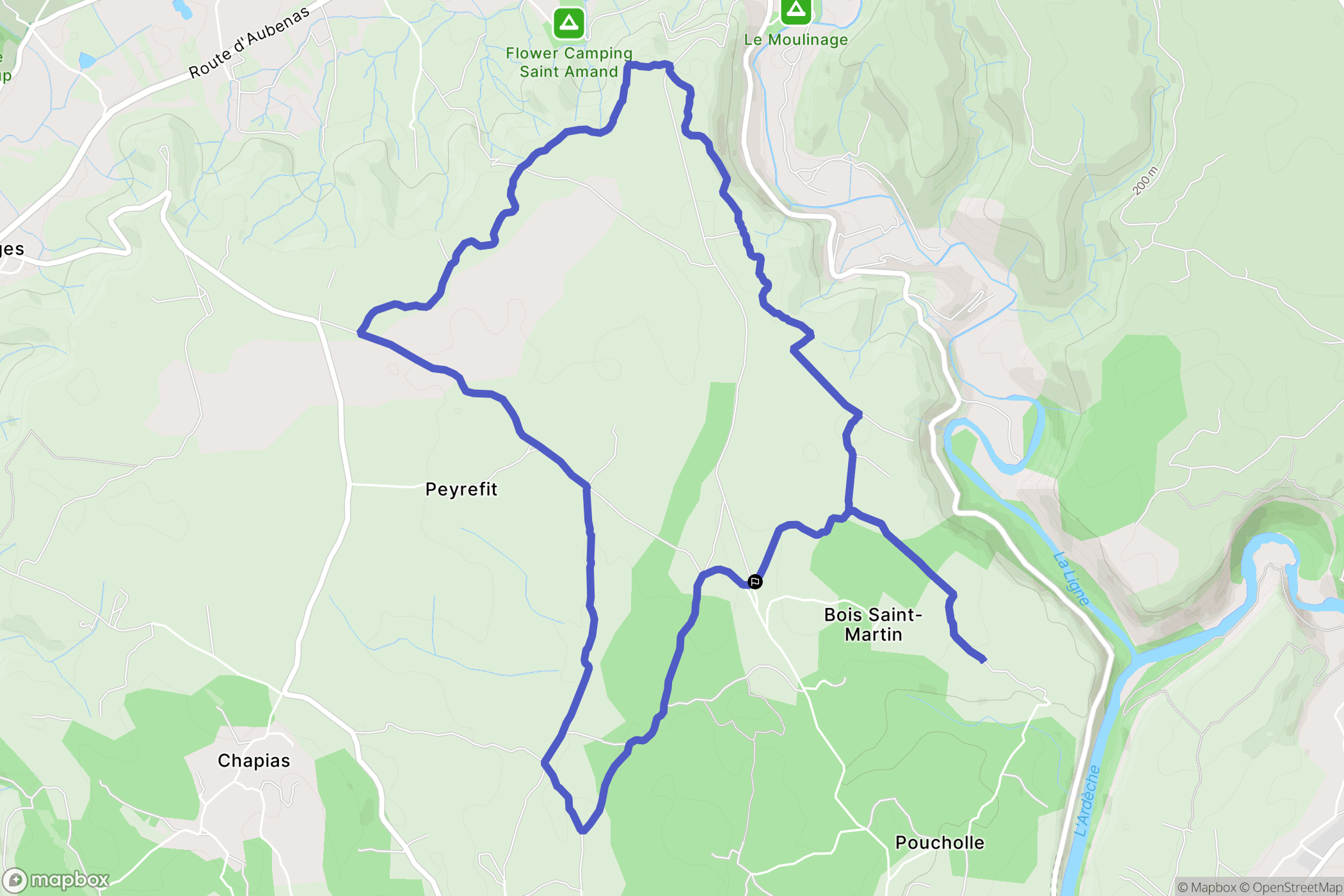 Labeaume : carte du parcours de randonnée - France