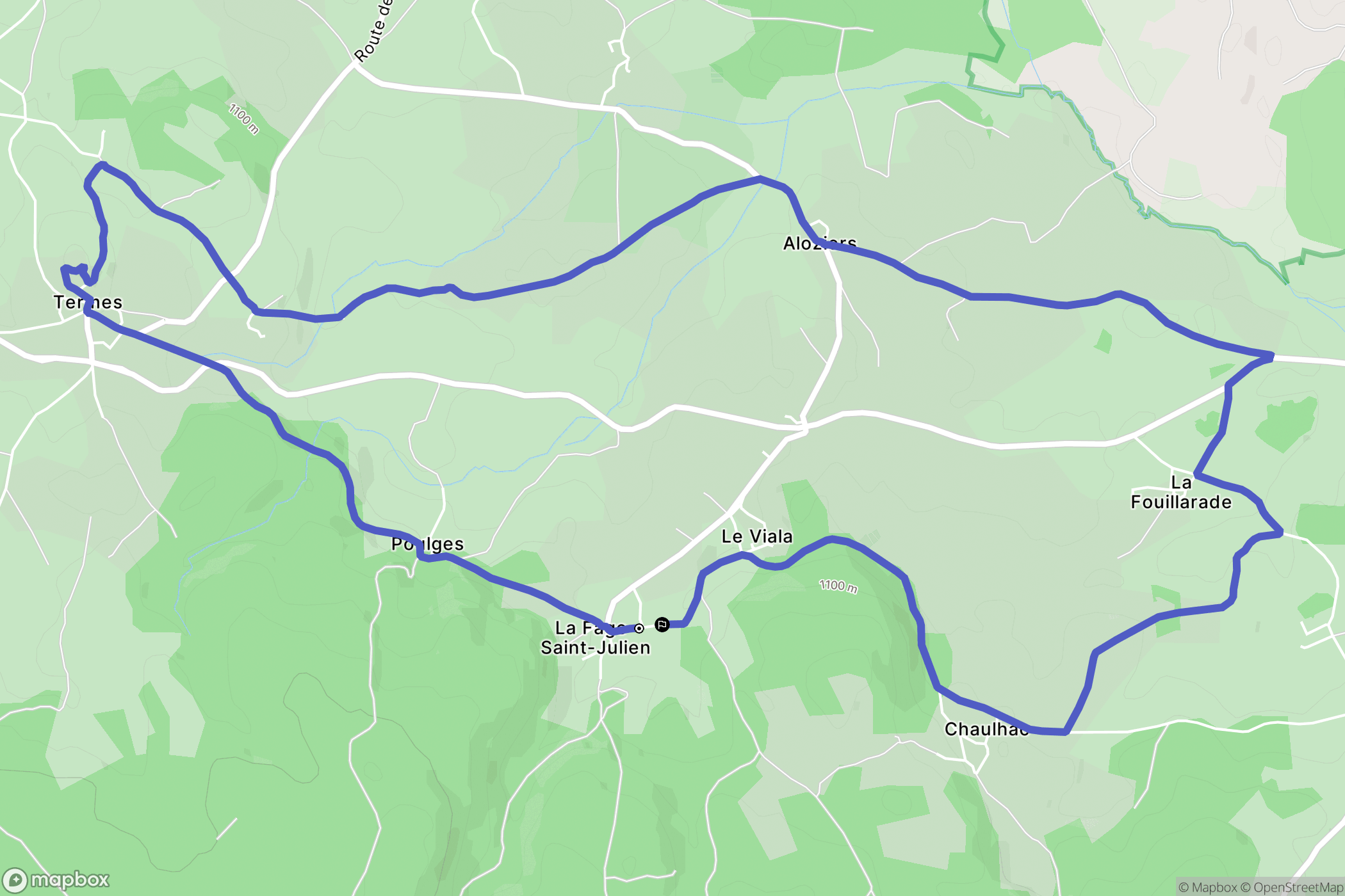 La Fage-Saint-Julien : carte du parcours de randonnée - France