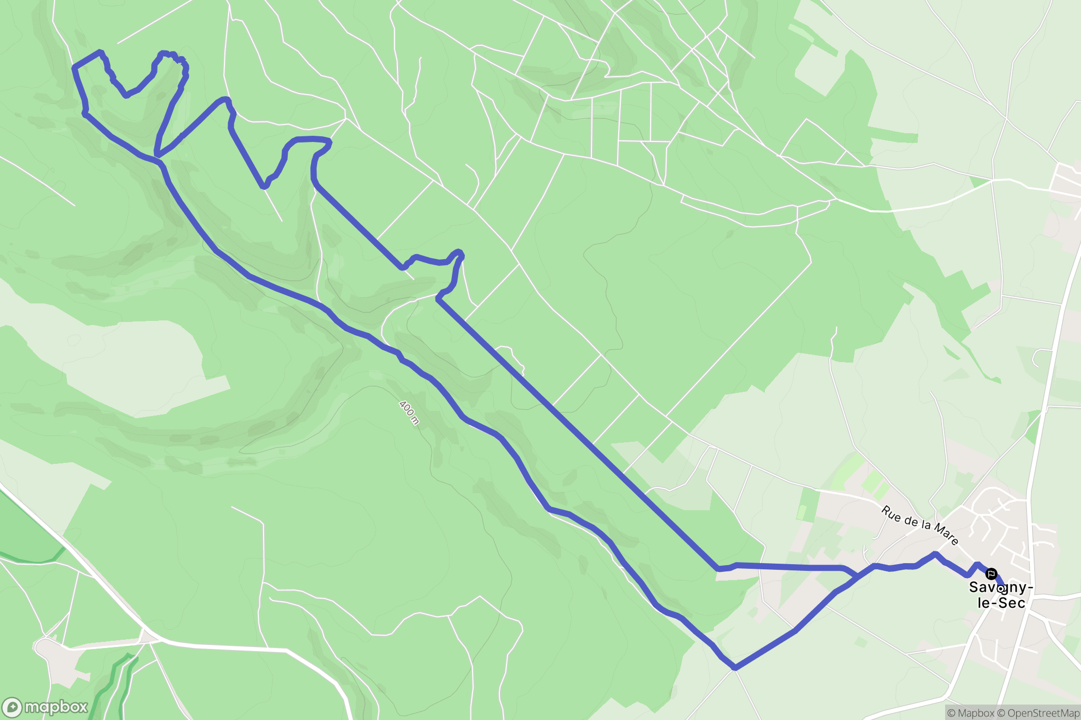 Savigny-le-Sec : carte du parcours de randonnée - France