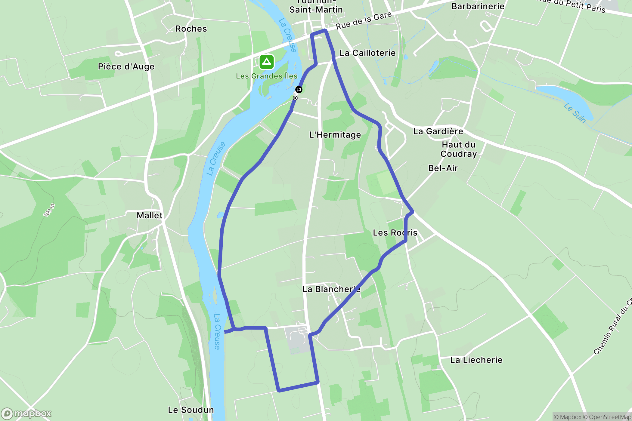 Tournon-Saint-Martin : carte du parcours de randonnée - France