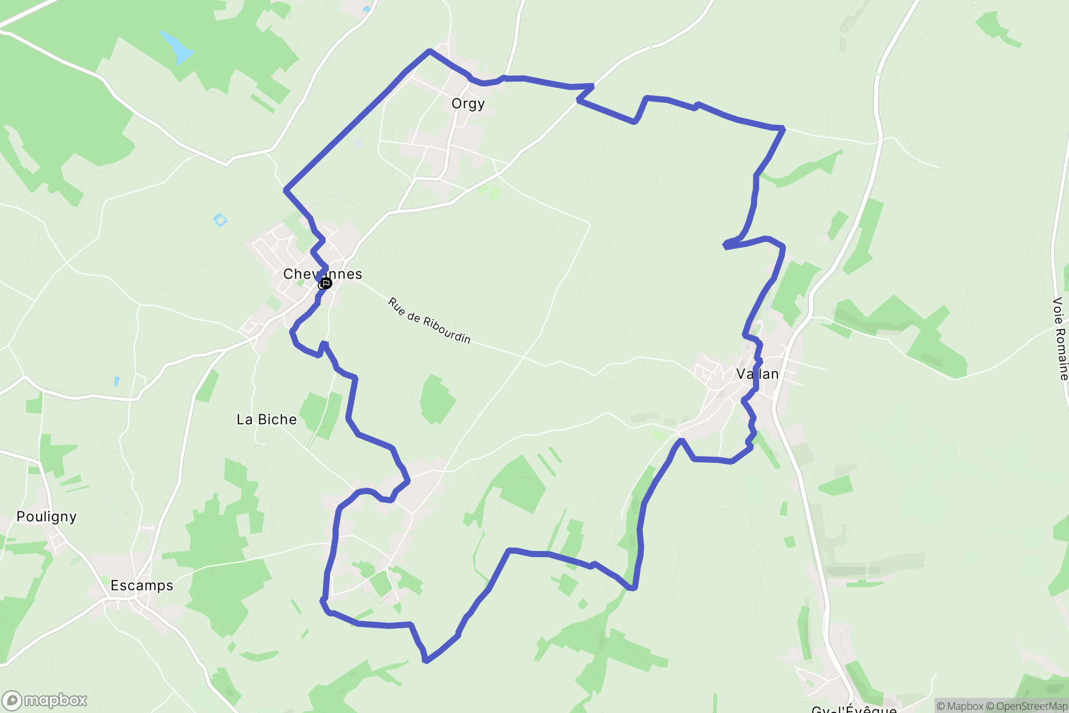 Chevannes : carte du parcours de randonnée - France