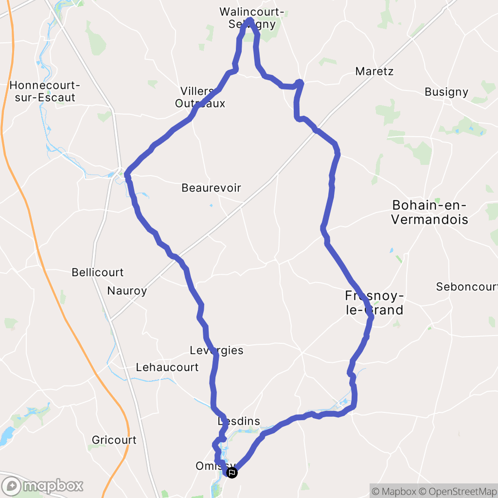 Morcourt : carte du parcours de randonnée - France