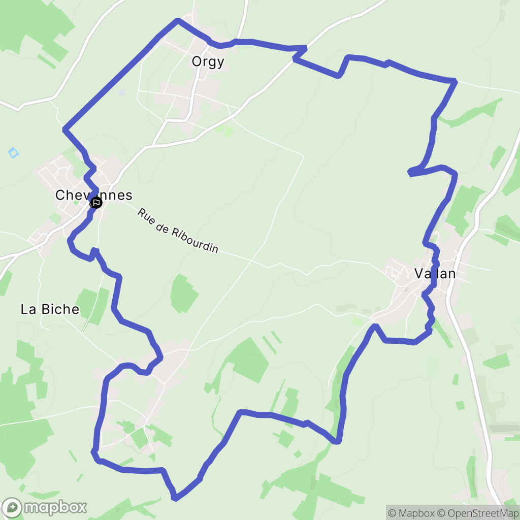 Chevannes : carte du parcours de randonnée - France