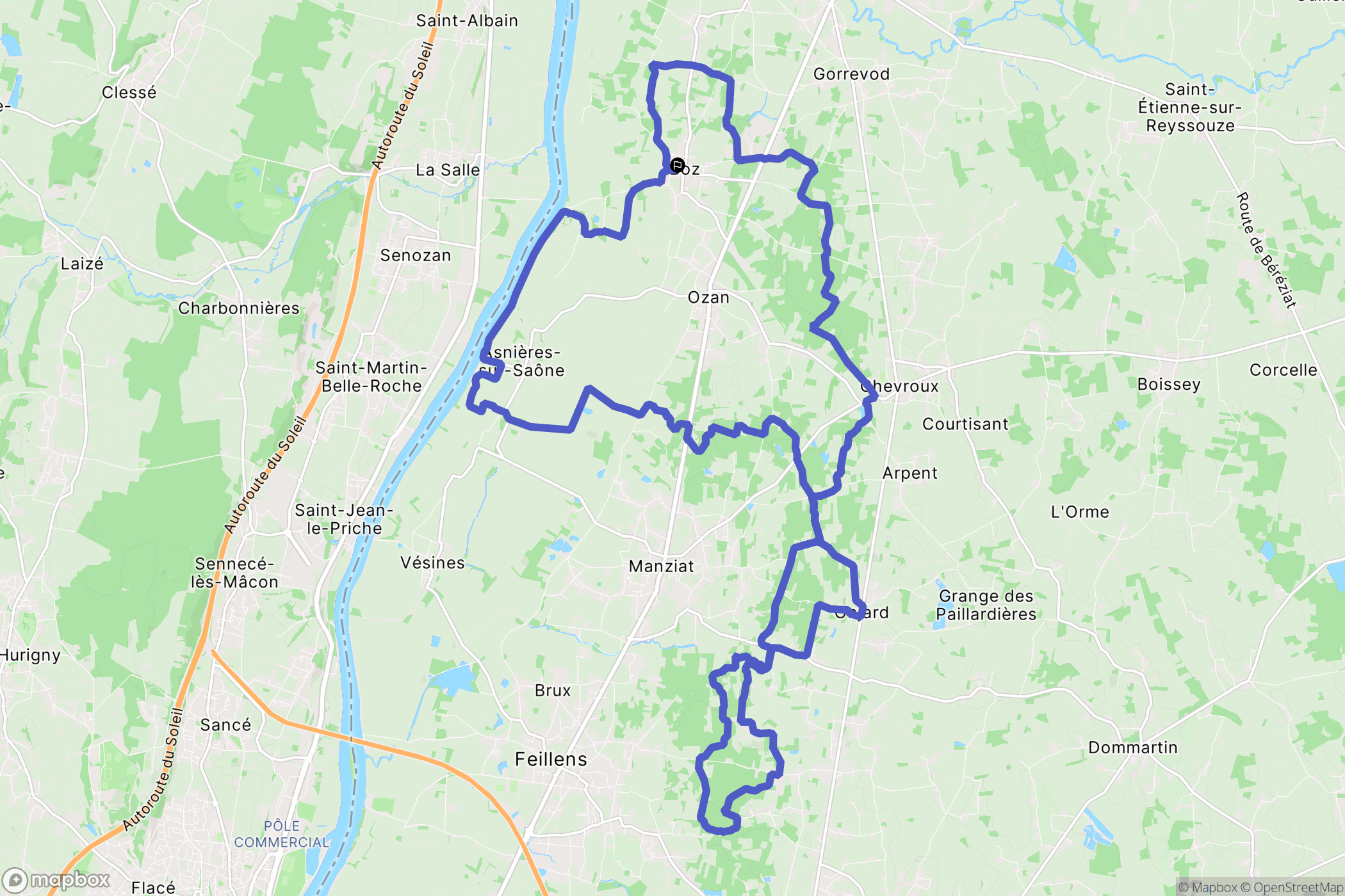 Boz : carte du parcours de randonnée - France