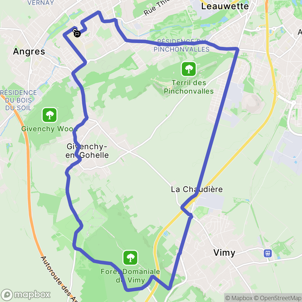Liévin : carte du parcours de randonnée - France