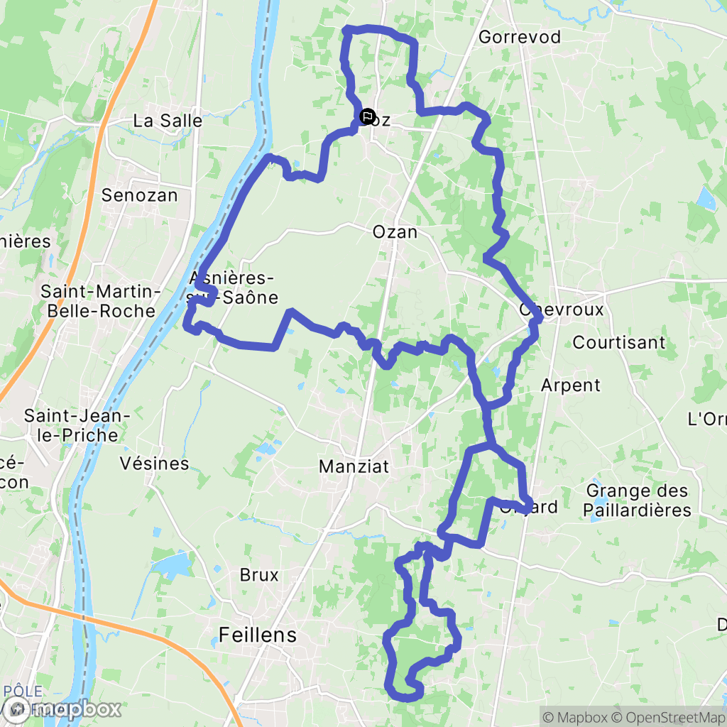 Boz : carte du parcours de randonnée - France