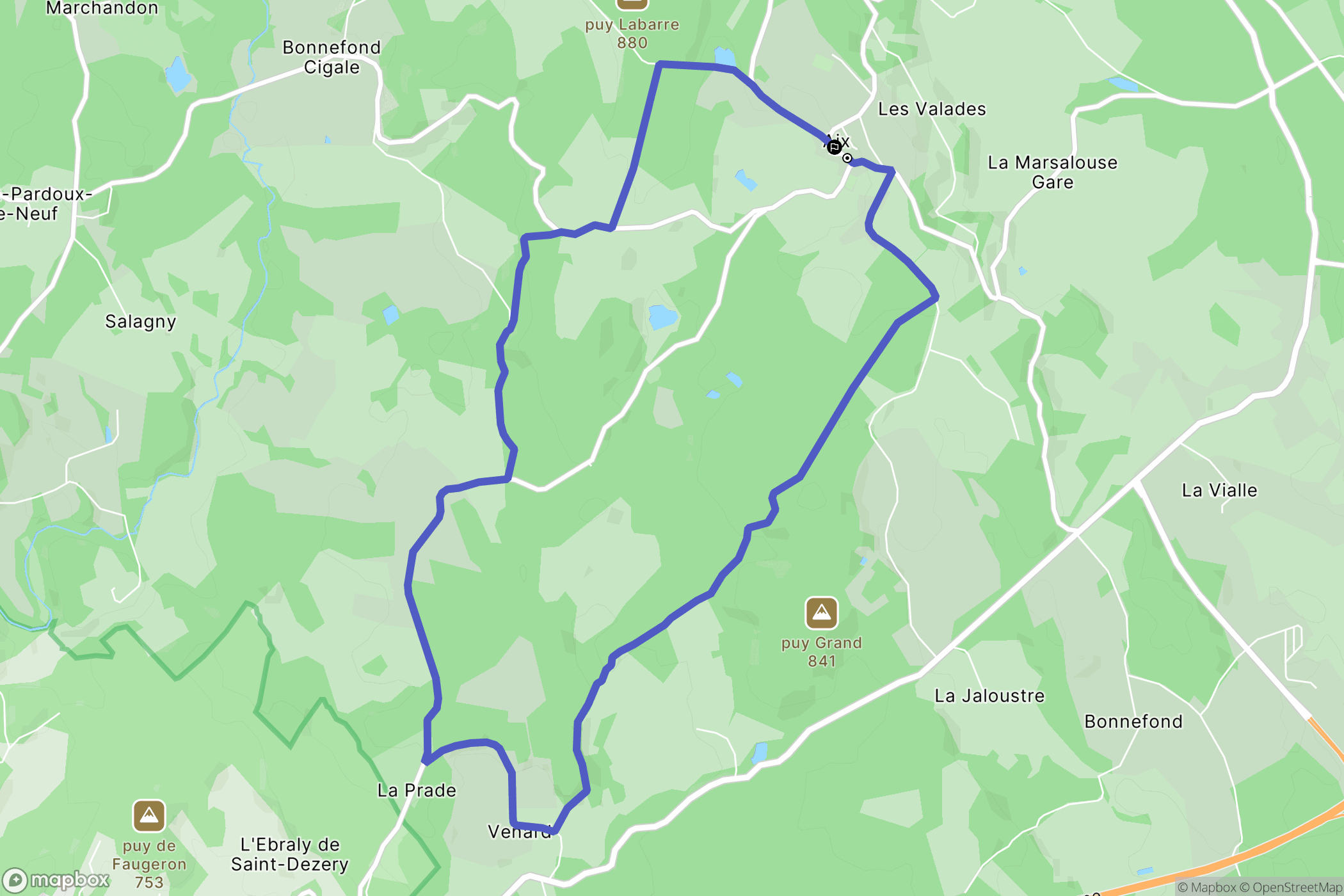 Aix : carte du parcours de randonnée - France