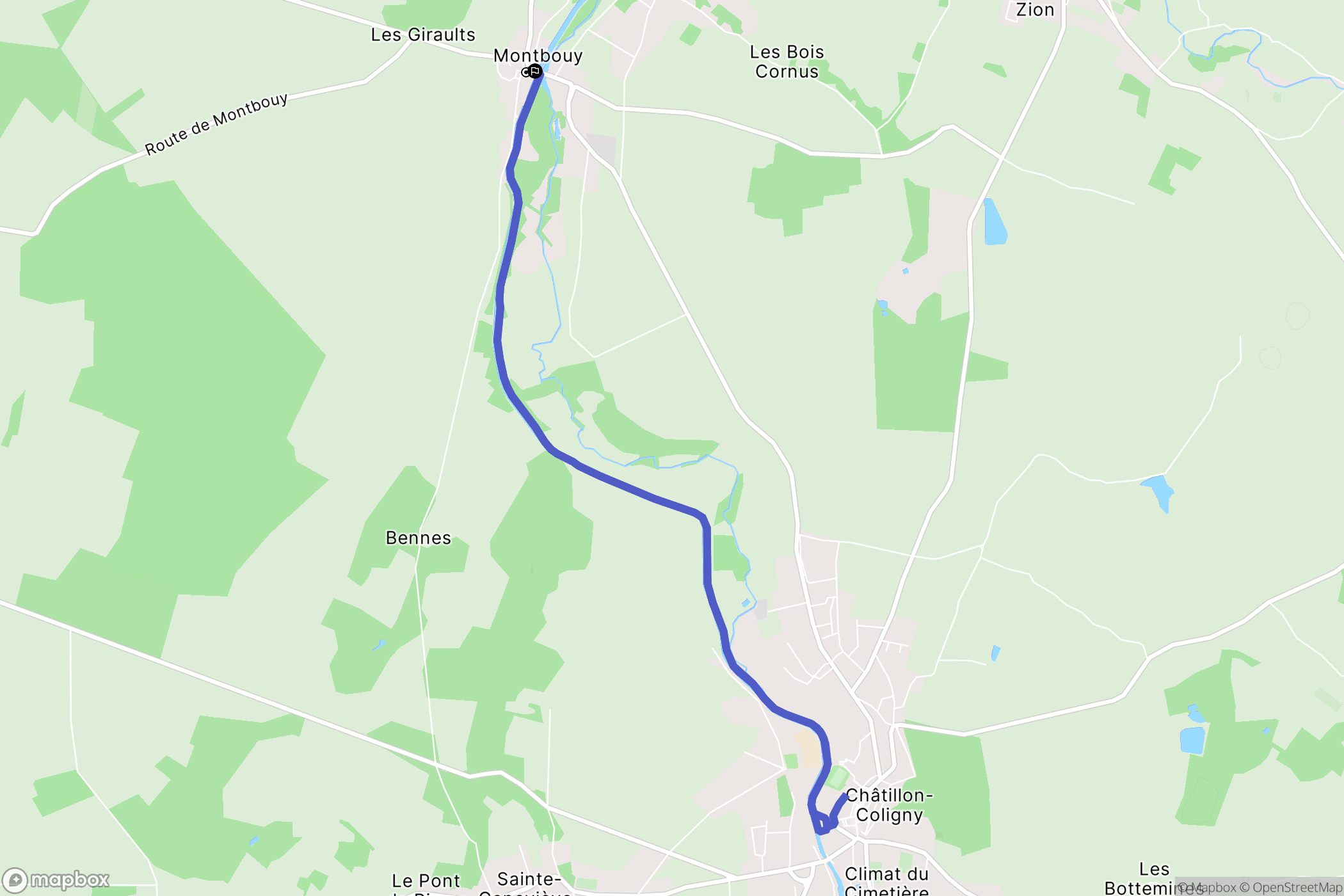 Montbouy : carte du parcours de randonnée - France