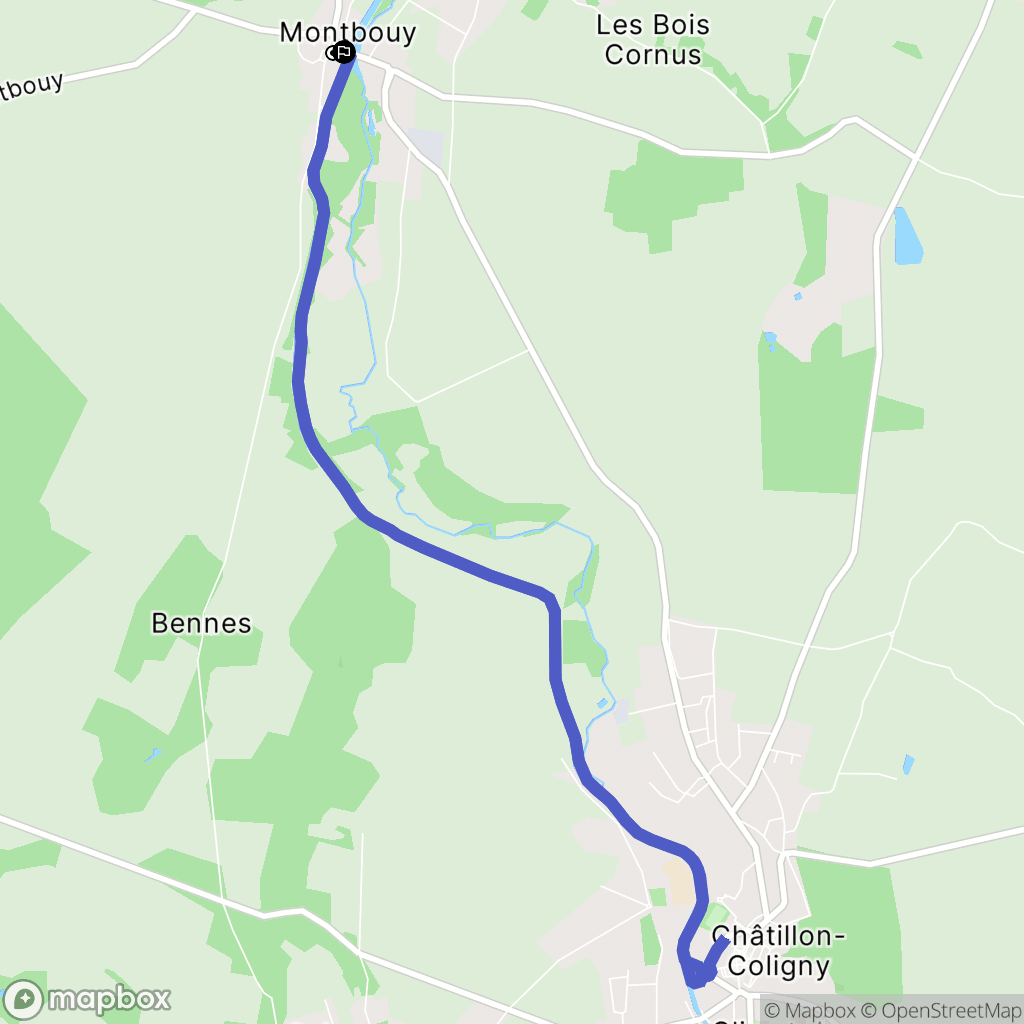 Montbouy : carte du parcours de randonnée - France