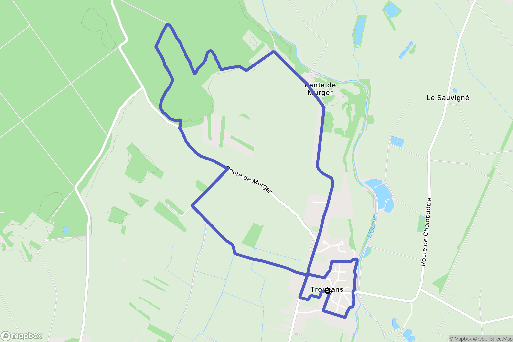 Trouhans : carte du parcours de randonnée - France