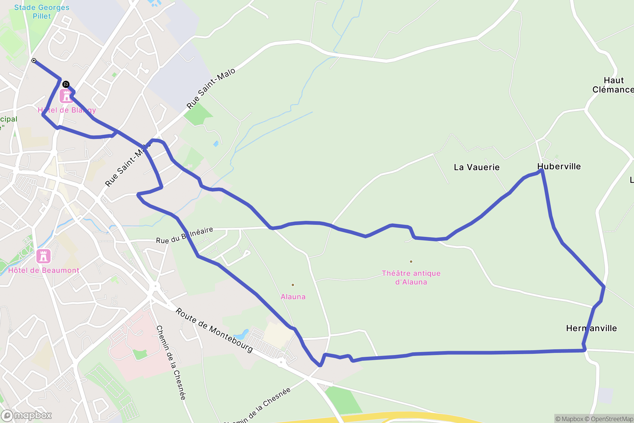 Valognes : carte du parcours de randonnée - France