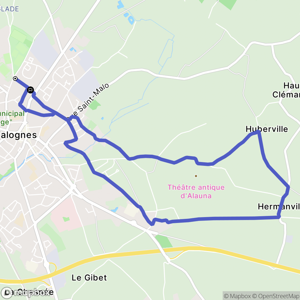 Valognes : carte du parcours de randonnée - France