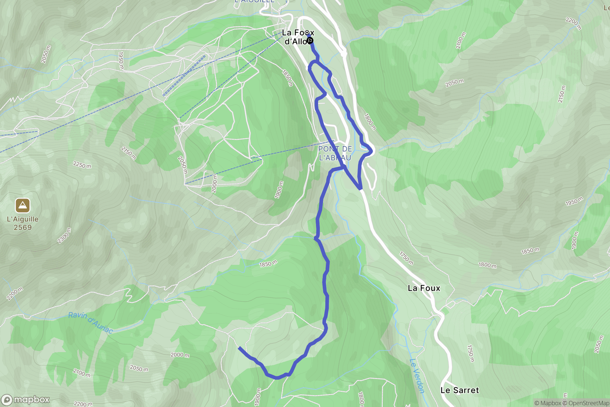 Allos : carte du parcours de randonnée - France