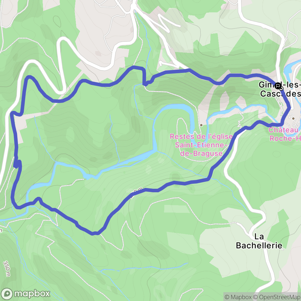 Gimel-les-Cascades : carte du parcours de randonnée - France