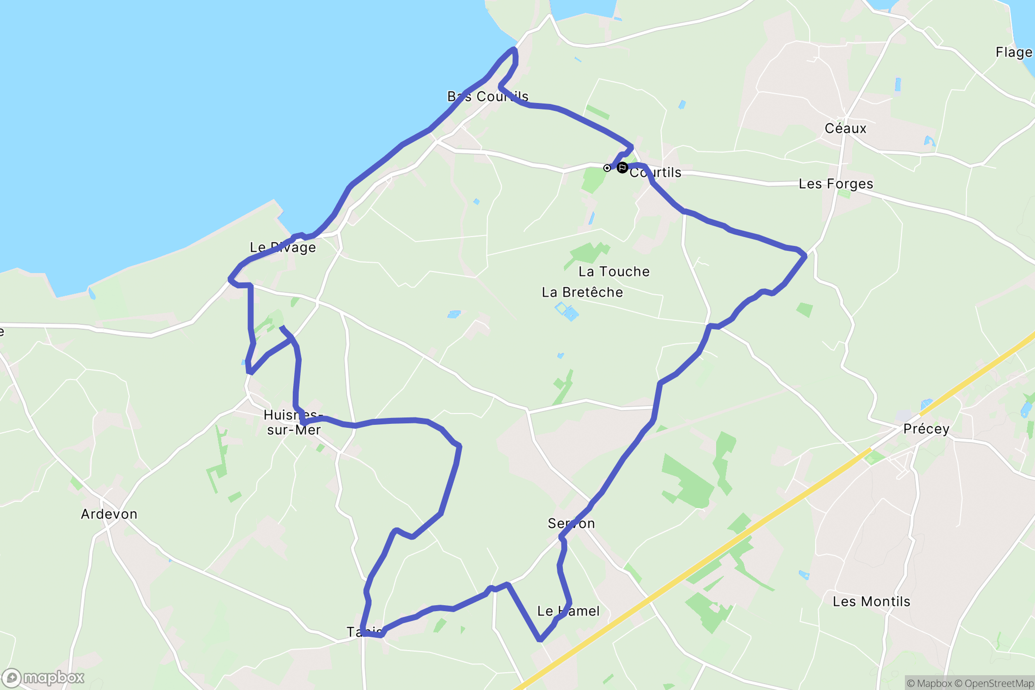 Courtils : carte du parcours de randonnée - France