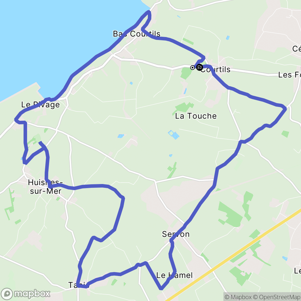 Courtils : carte du parcours de randonnée - France