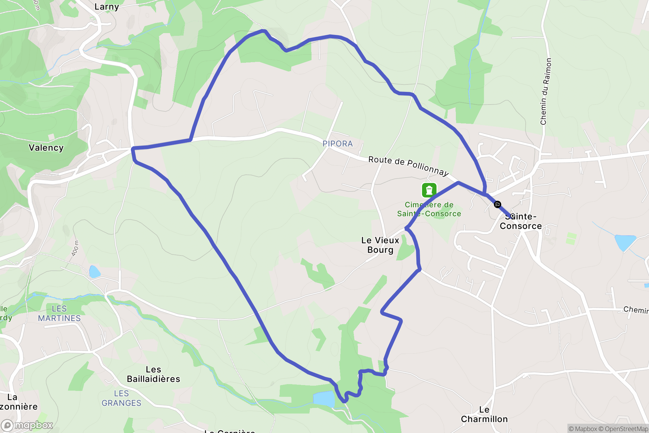 Sainte-Consorce : carte du parcours de randonnée - France