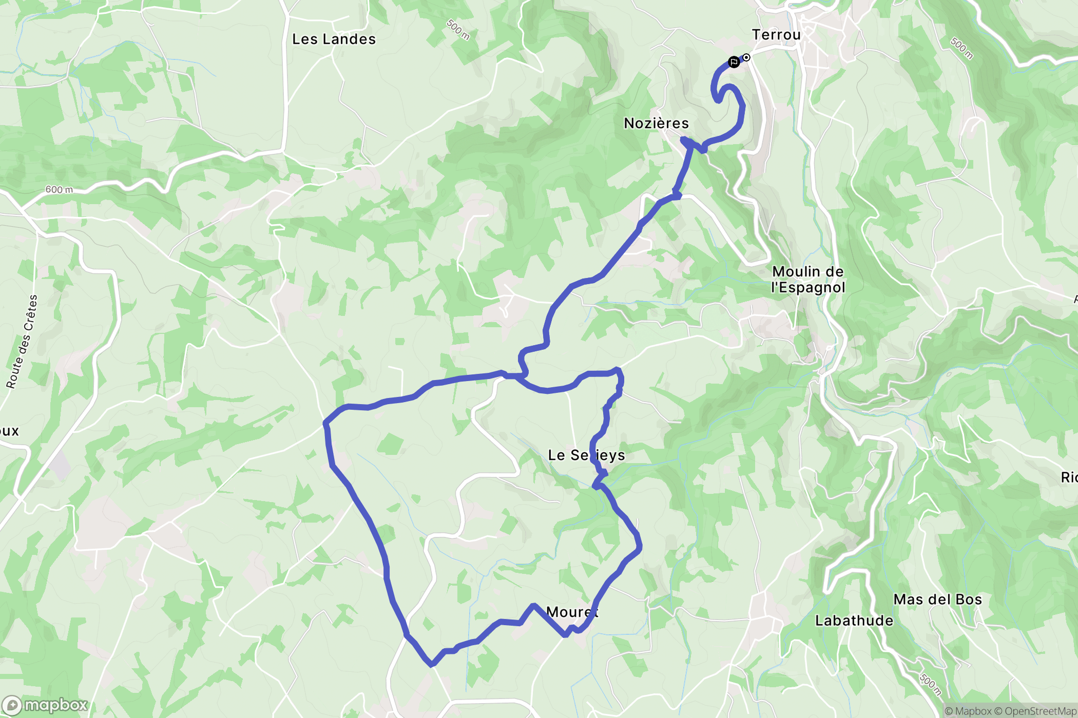 Terrou : carte du parcours de randonnée - France