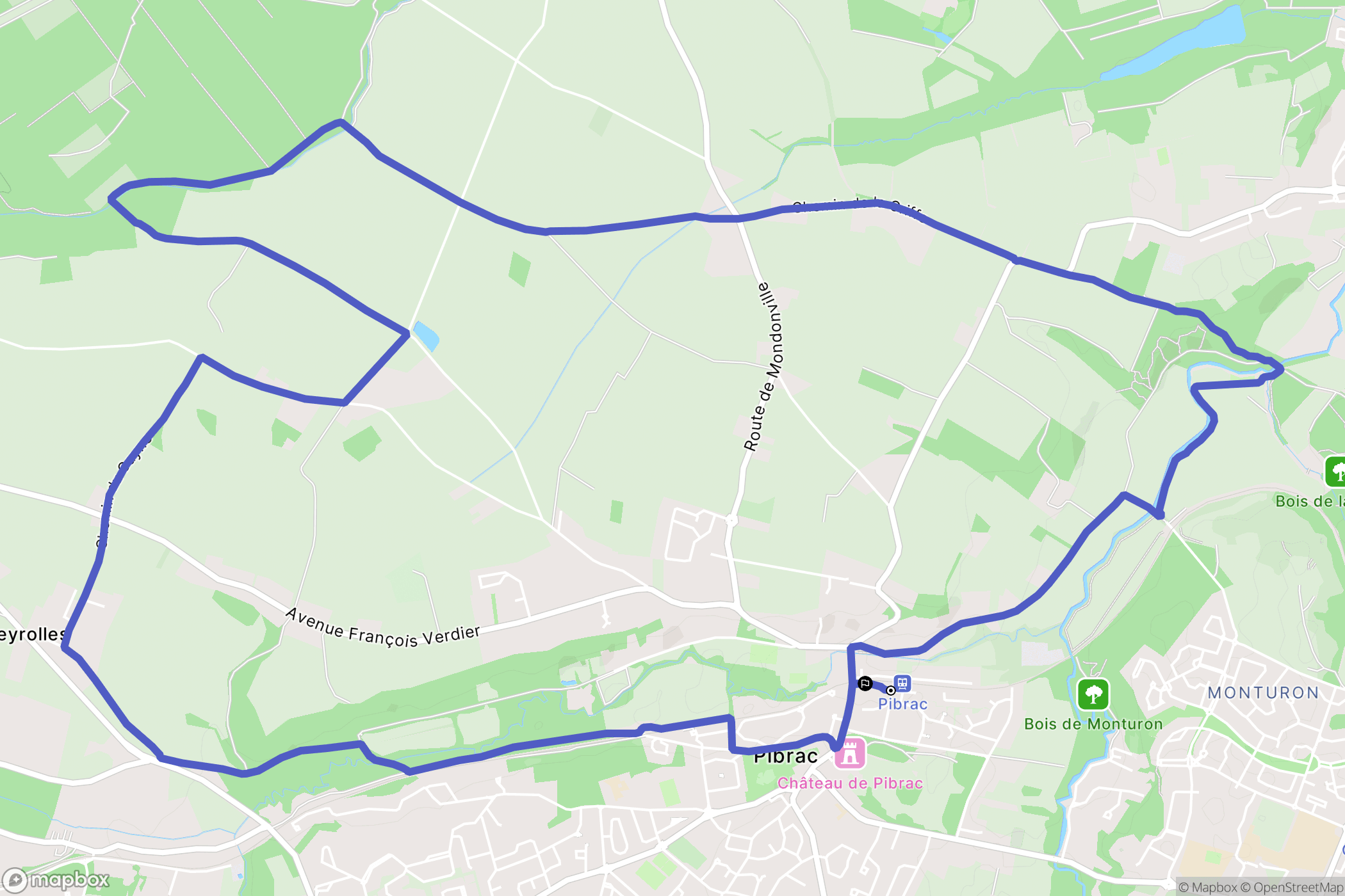 Pibrac : carte du parcours de randonnée - France