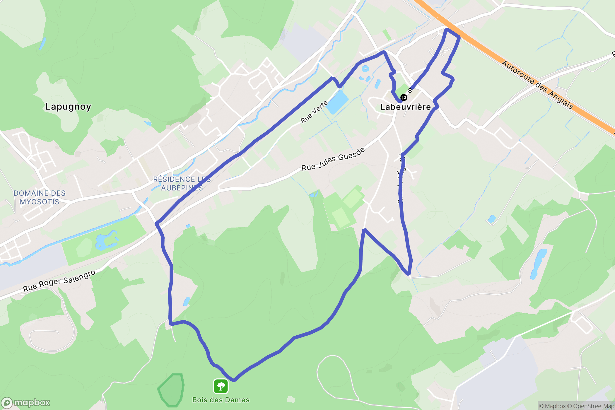 Labeuvrière : carte du parcours de randonnée - France