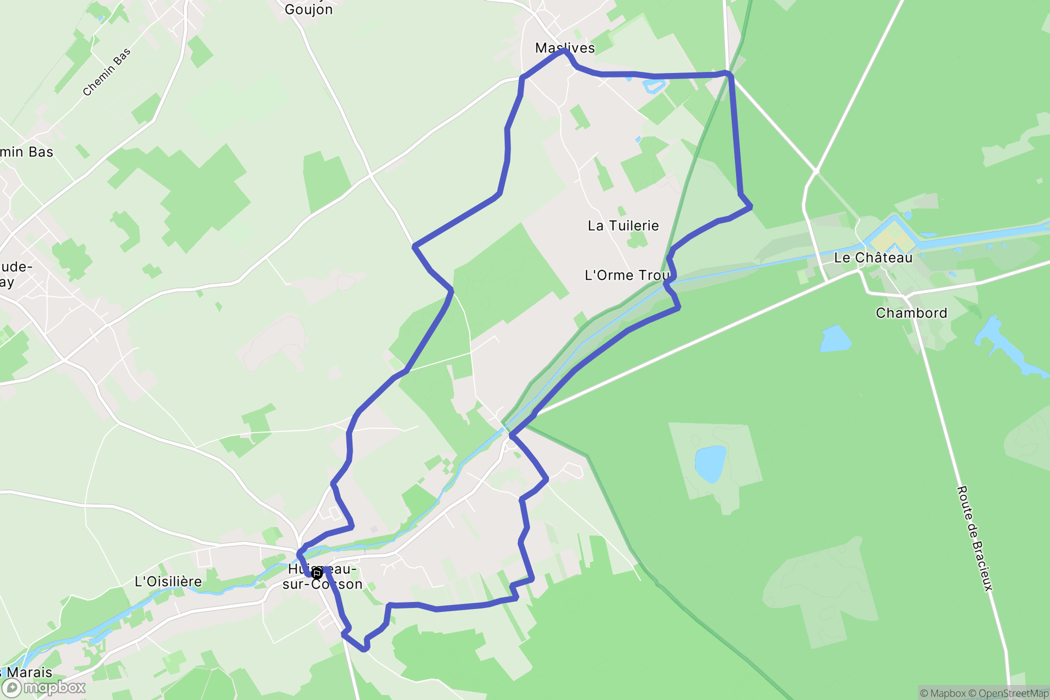 Huisseau-sur-Cosson : carte du parcours de randonnée - France