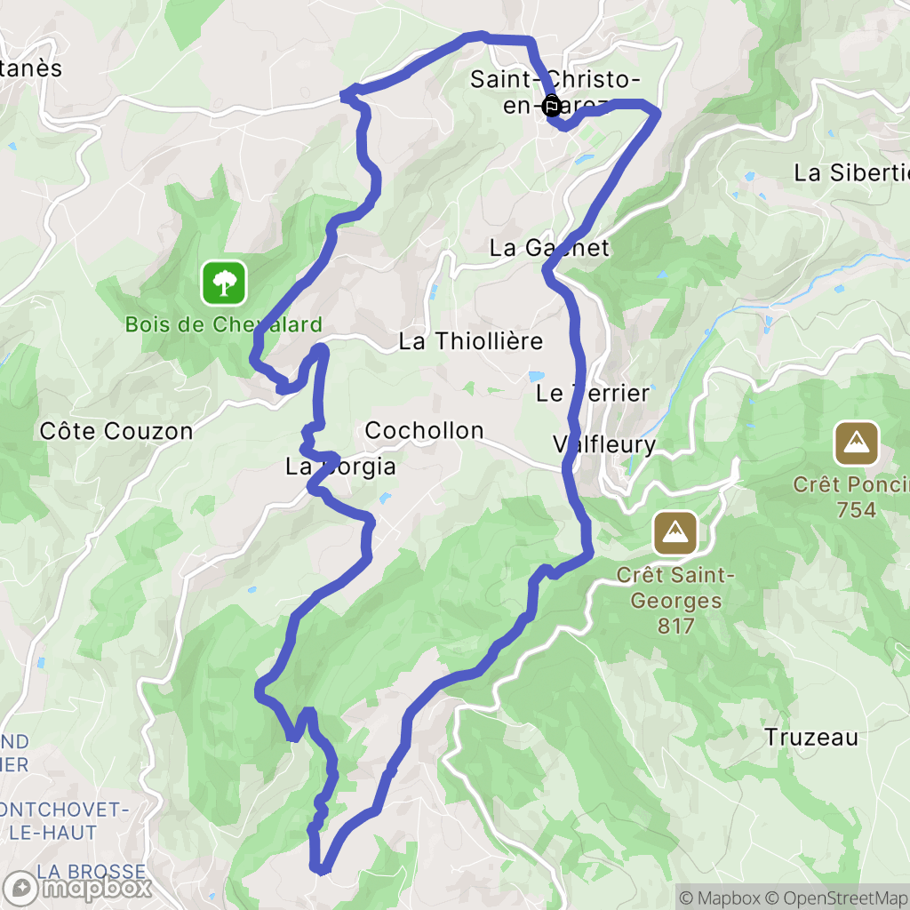 Saint-Christo-en-Jarez : carte du parcours de randonnée - France
