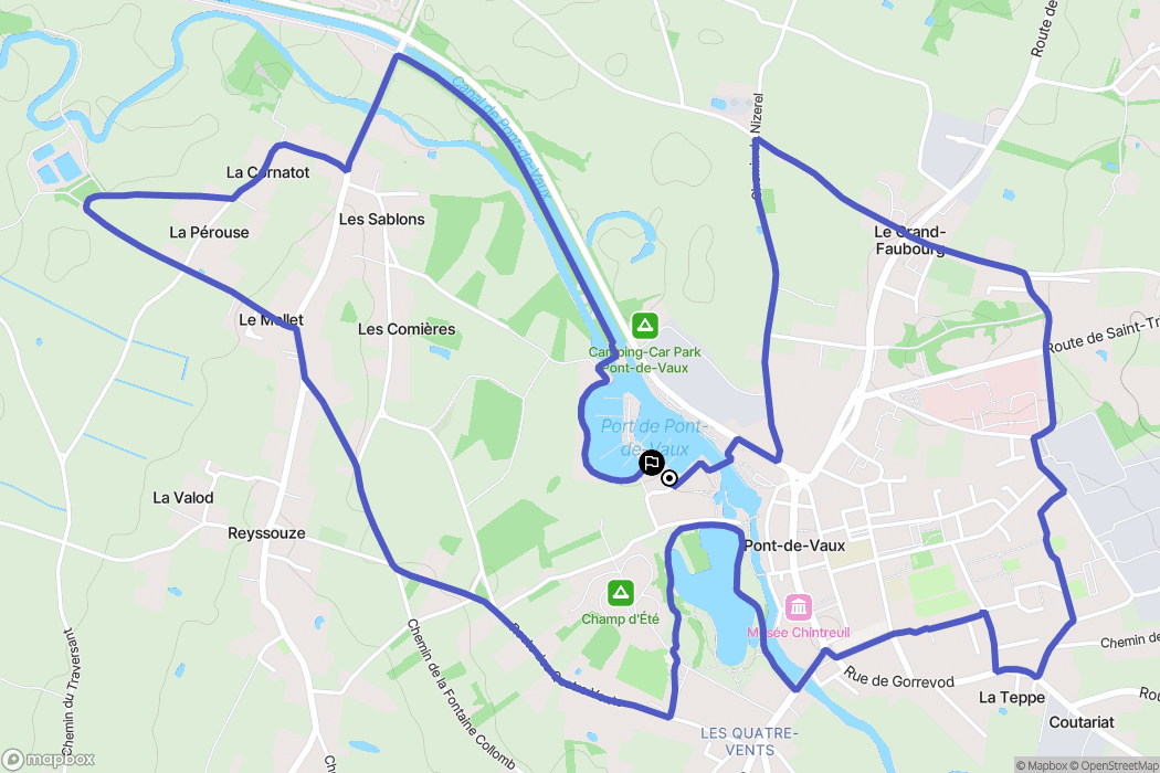 Reyssouze : carte du parcours de randonnée - France