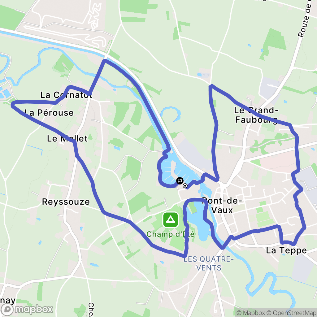 Reyssouze : carte du parcours de randonnée - France