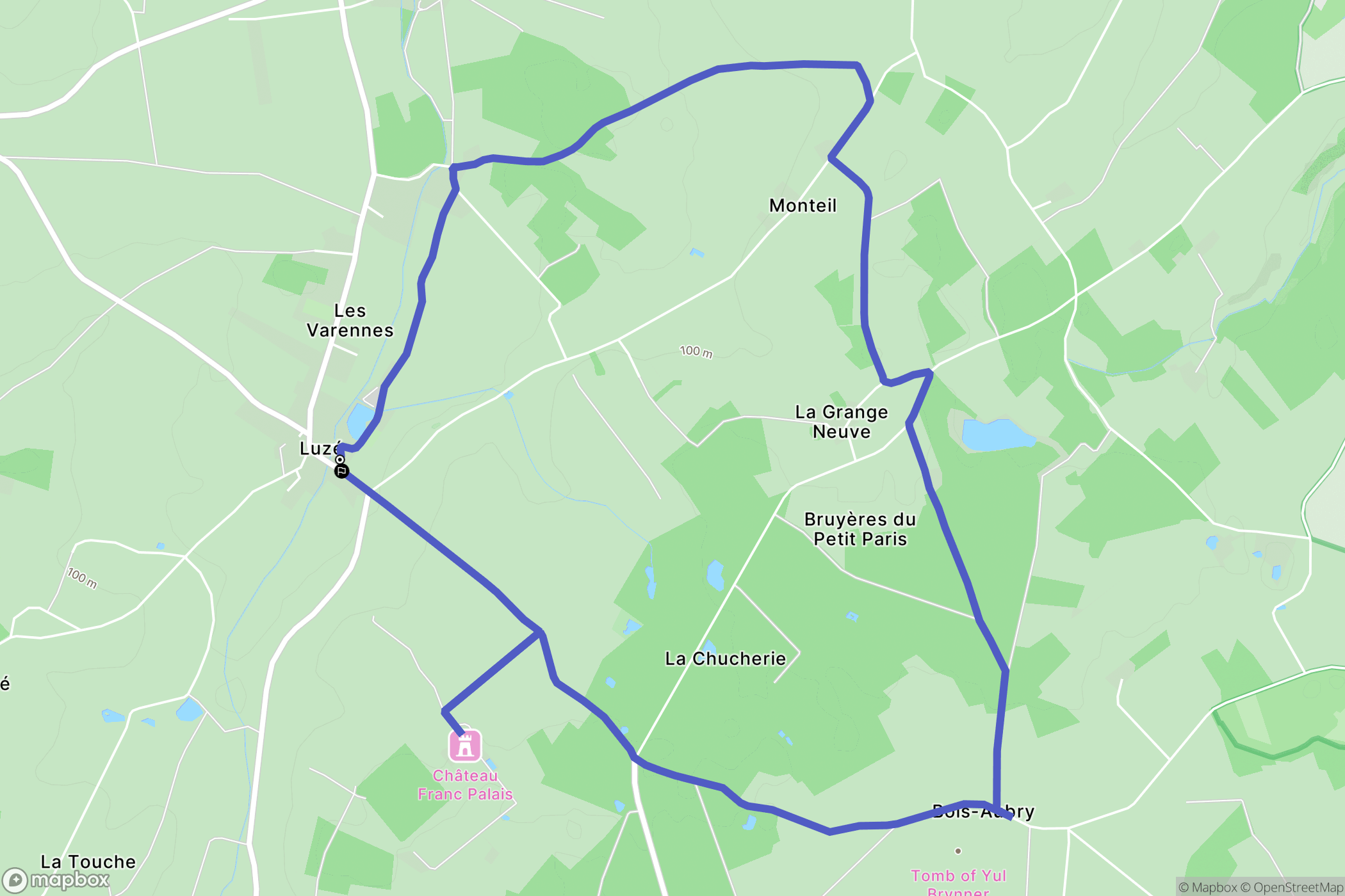 Luzé : carte du parcours de randonnée - France