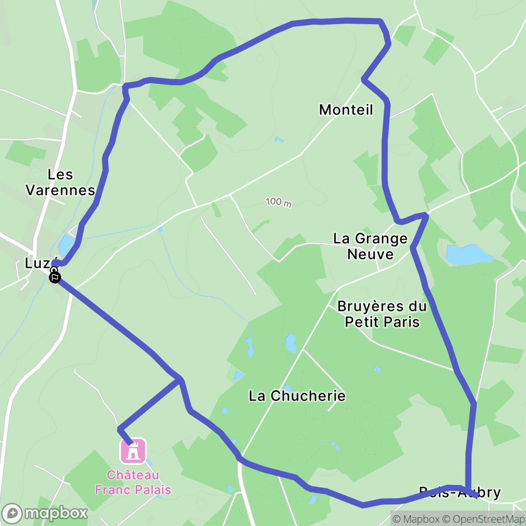 Luzé : carte du parcours de randonnée - France