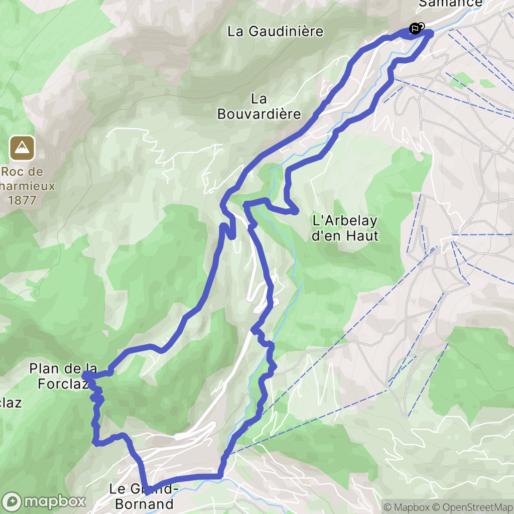 Le Grand-Bornand : carte du parcours de randonnée - France