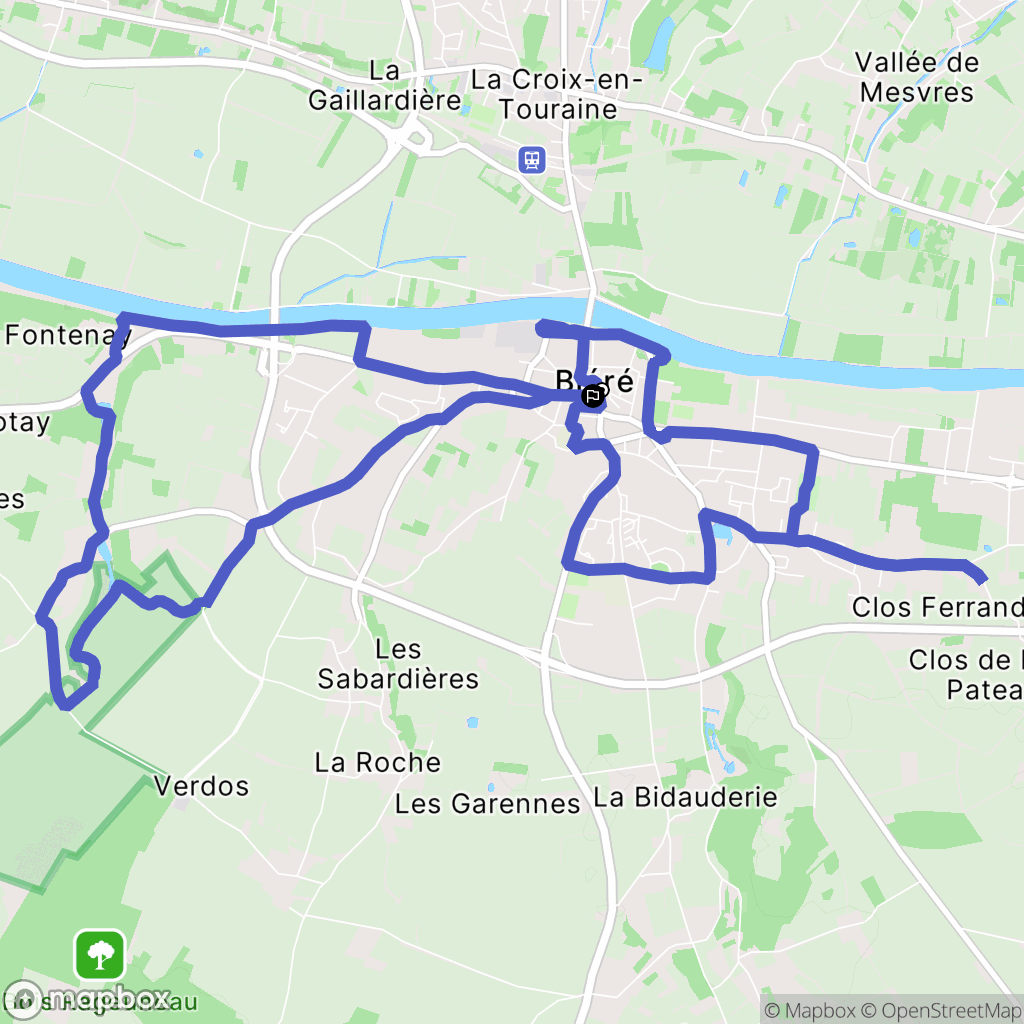 Bléré : carte du parcours de randonnée - France