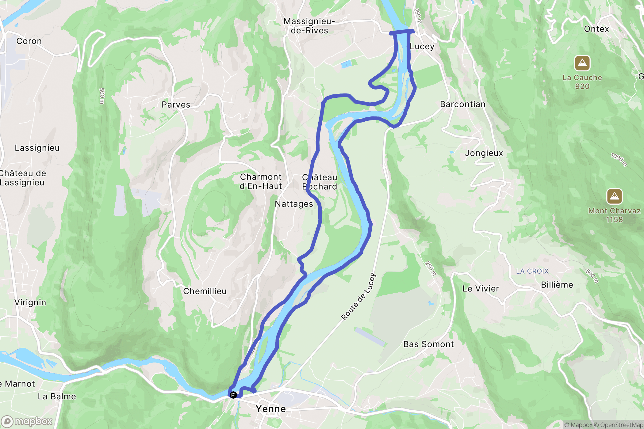 Yenne : carte du parcours de randonnée - France