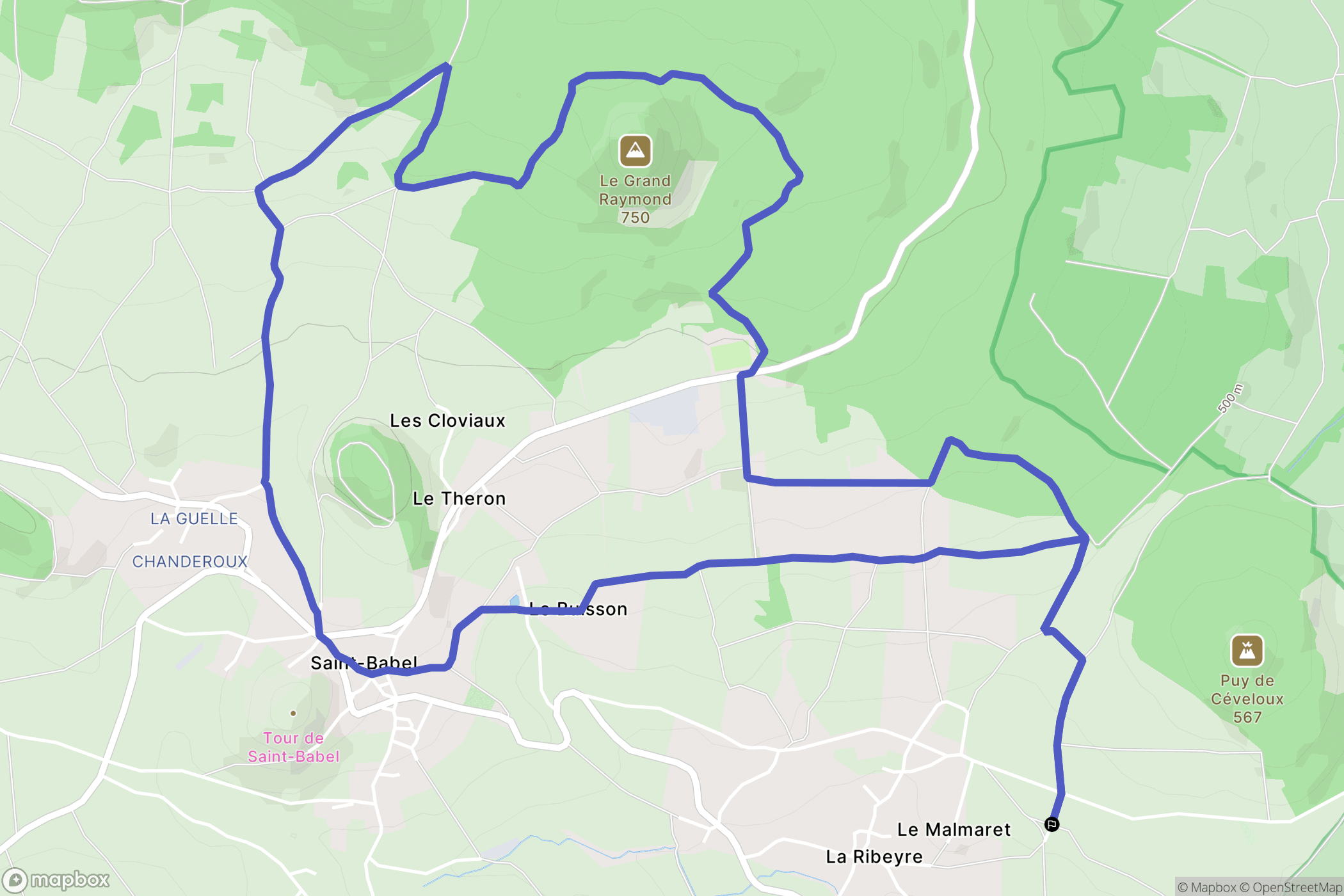 Saint-Babel : carte du parcours de randonnée - France