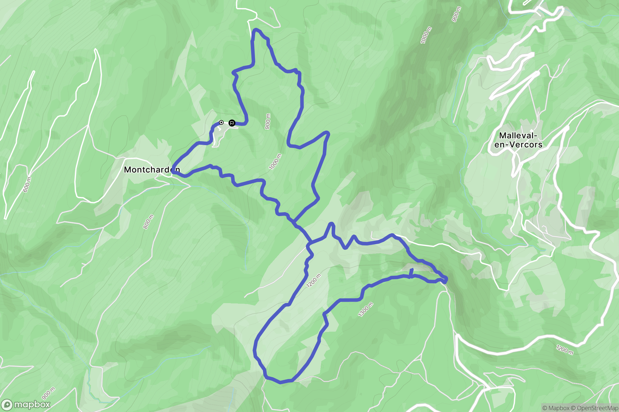 Izeron : carte du parcours de randonnée - France
