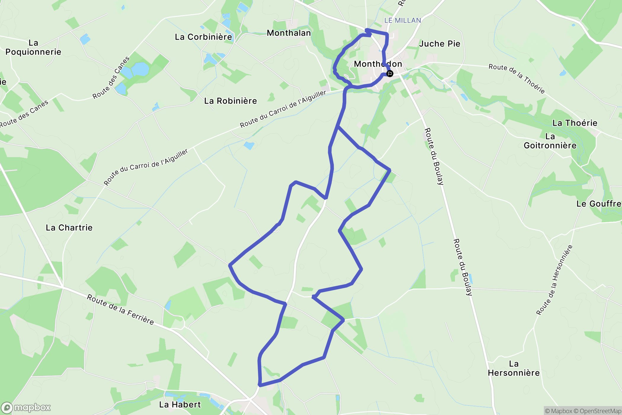 Monthodon : carte du parcours de randonnée - France
