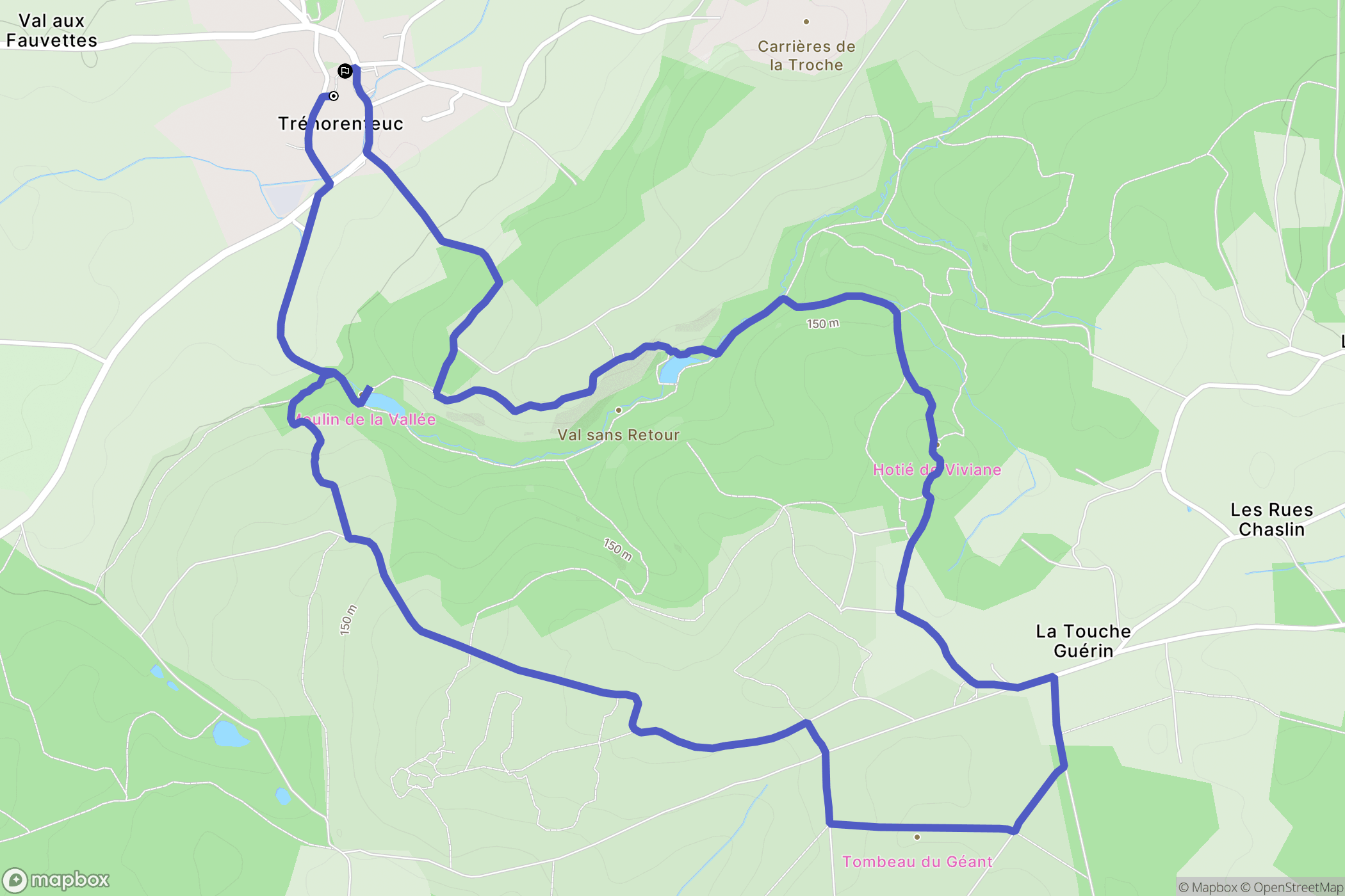 Tréhorenteuc : carte du parcours de randonnée - France