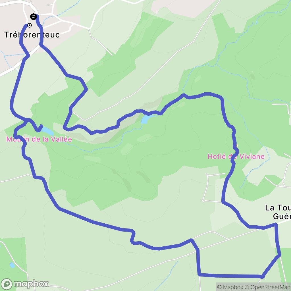 Tréhorenteuc : carte du parcours de randonnée - France