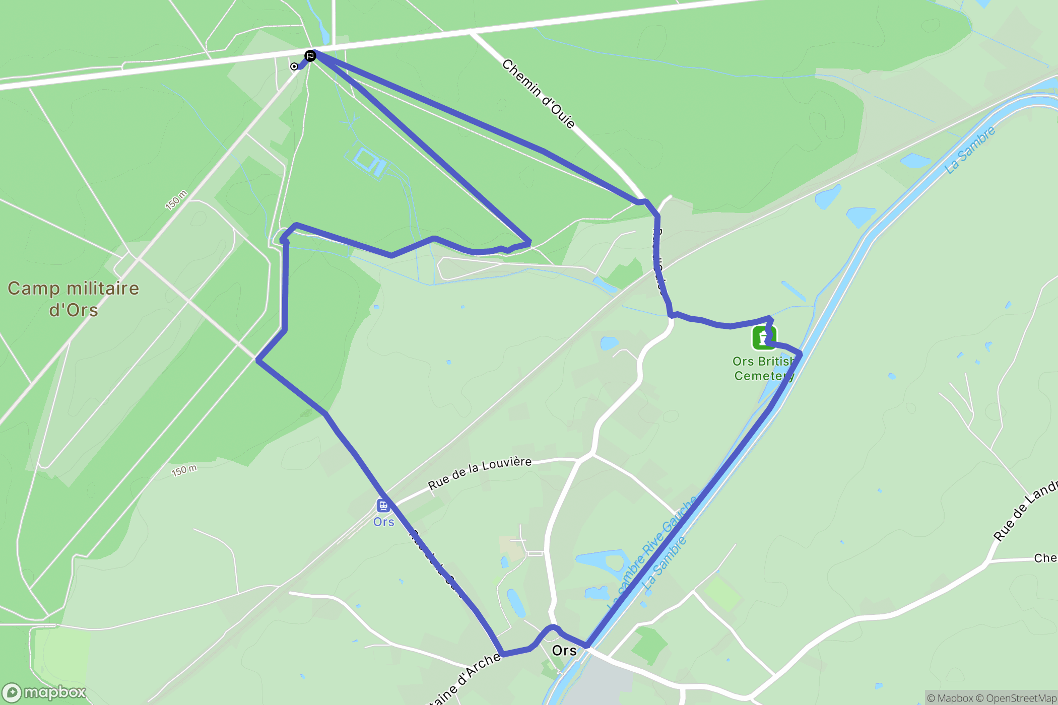 Ors : carte du parcours de randonnée - France