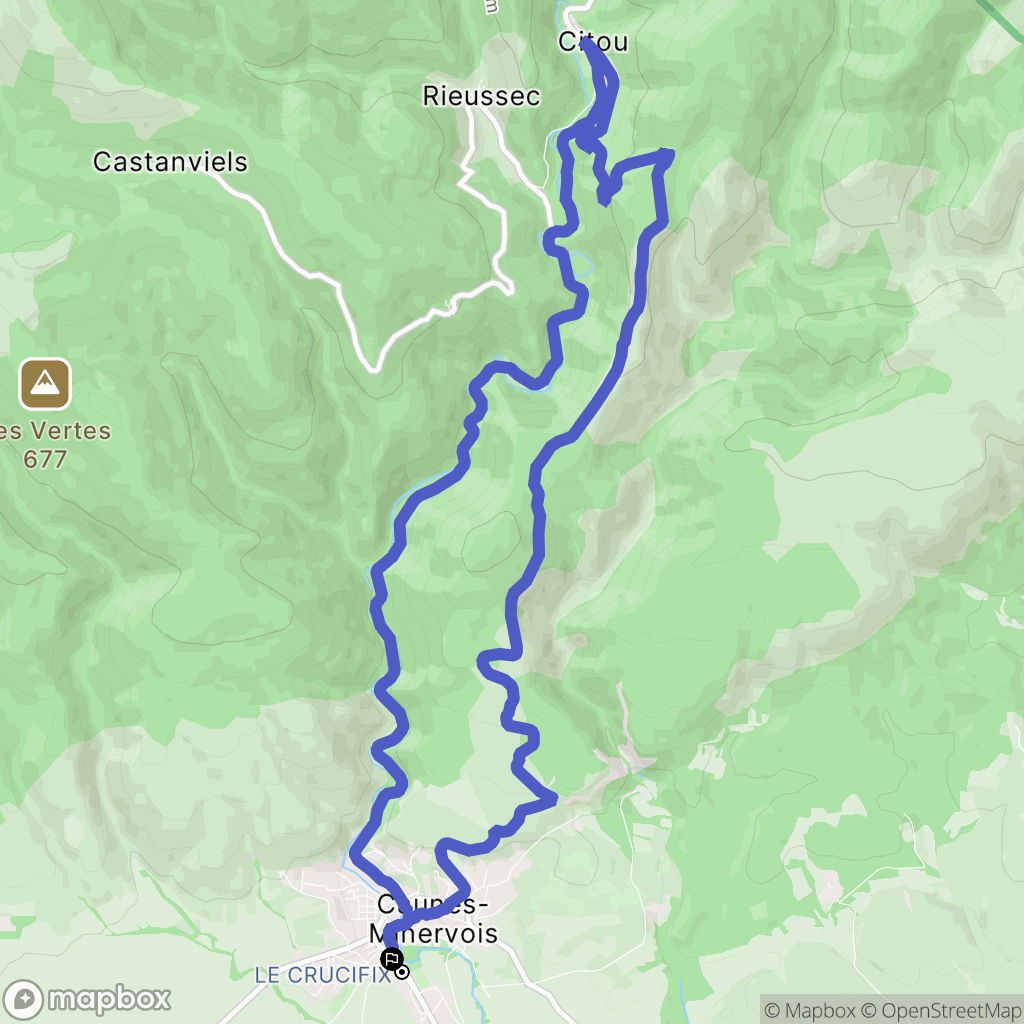 Caunes-Minervois : carte du parcours de randonnée - France