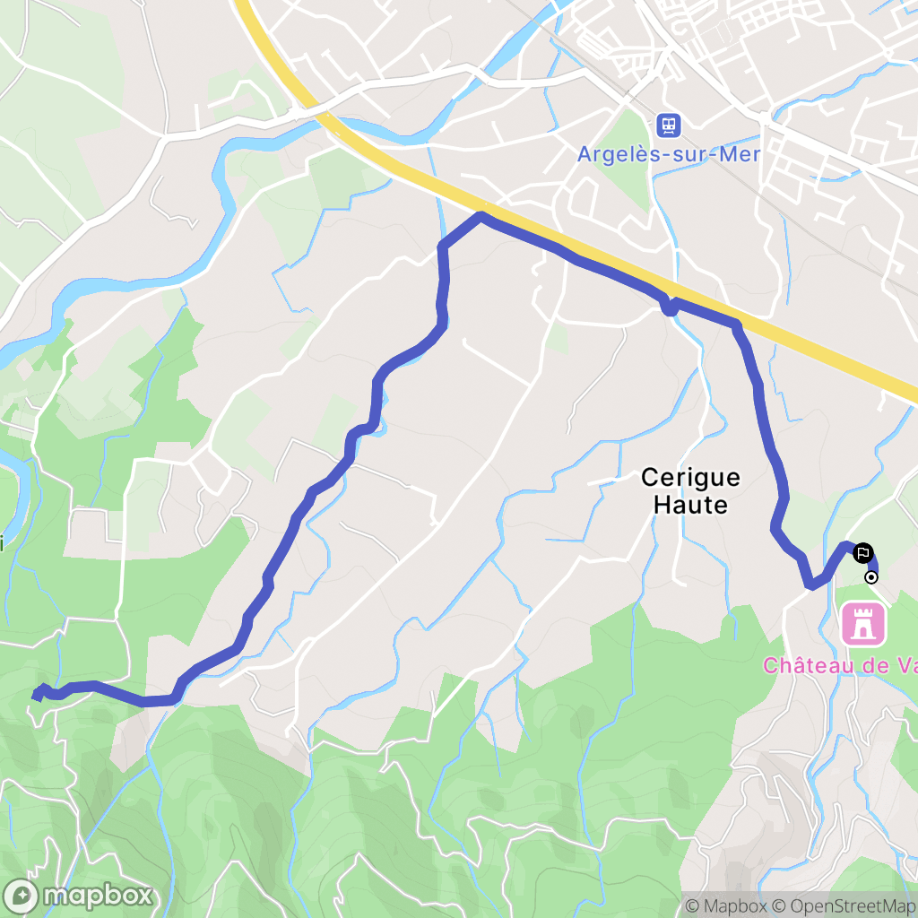 Argelès-sur-Mer : carte du parcours de randonnée - France