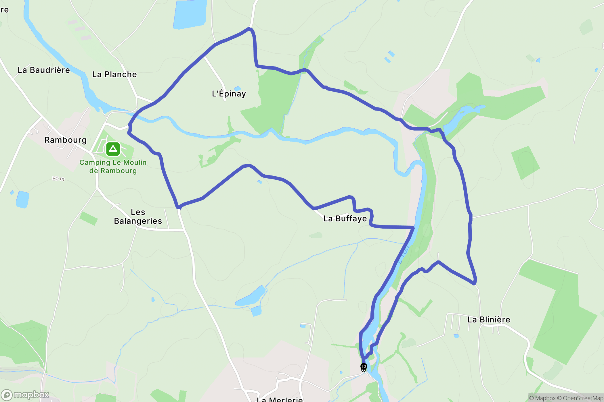 Rives-de-l'Yon : carte du parcours de randonnée - France
