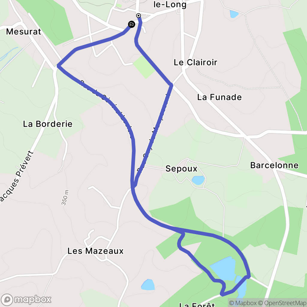Ladignac-le-Long : carte du parcours de randonnée - France