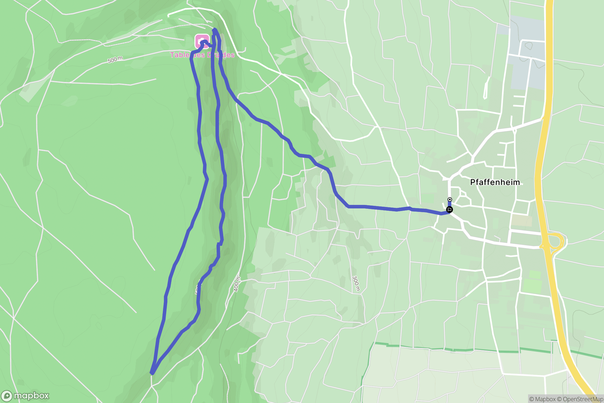 Pfaffenheim : carte du parcours de randonnée - France