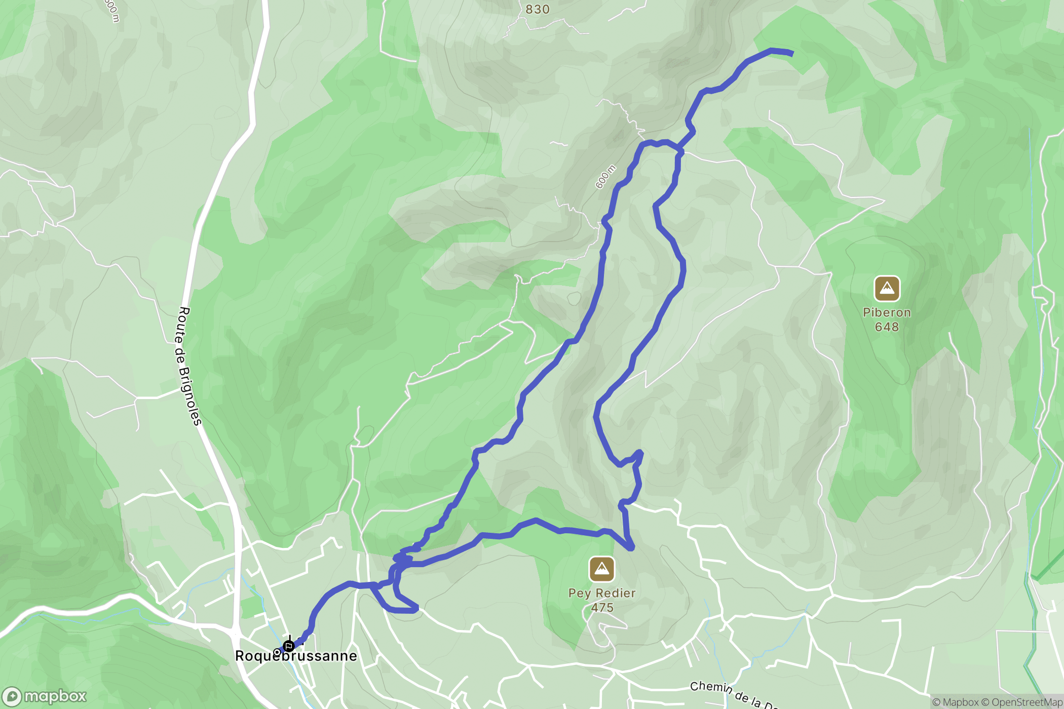 La Roquebrussanne : carte du parcours de randonnée - France