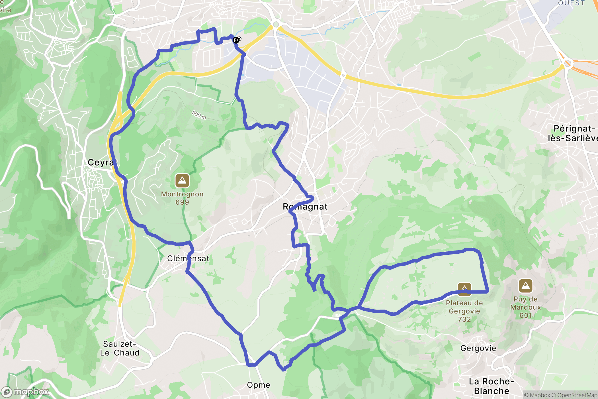 Beaumont : carte du parcours de randonnée - France